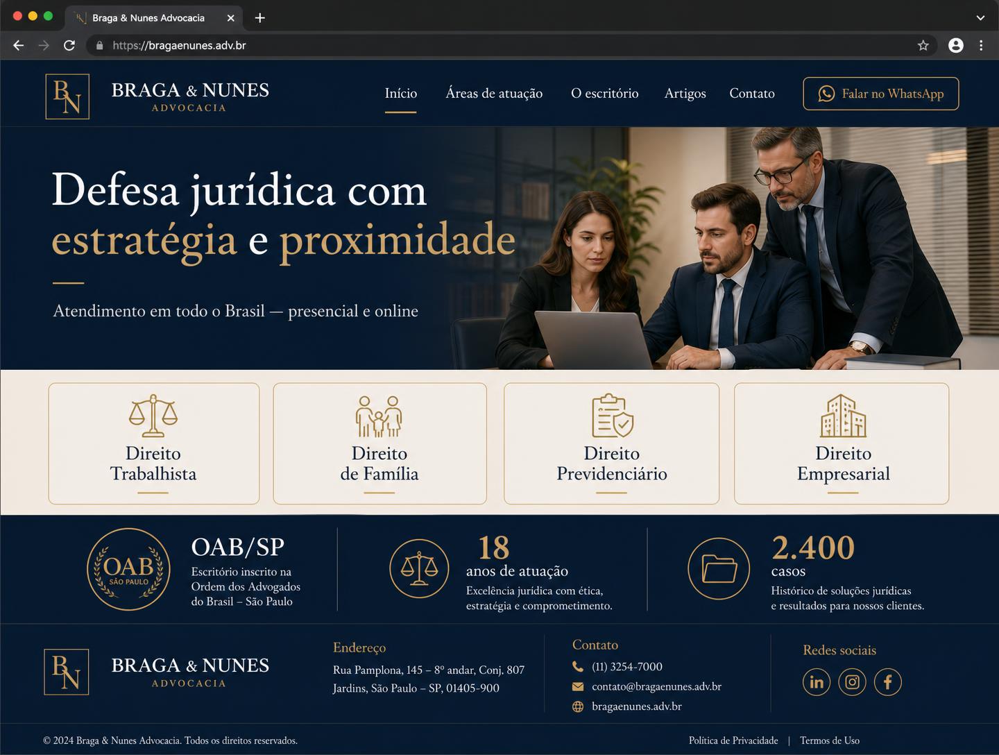 Template Braga & Nunes para Advocacia