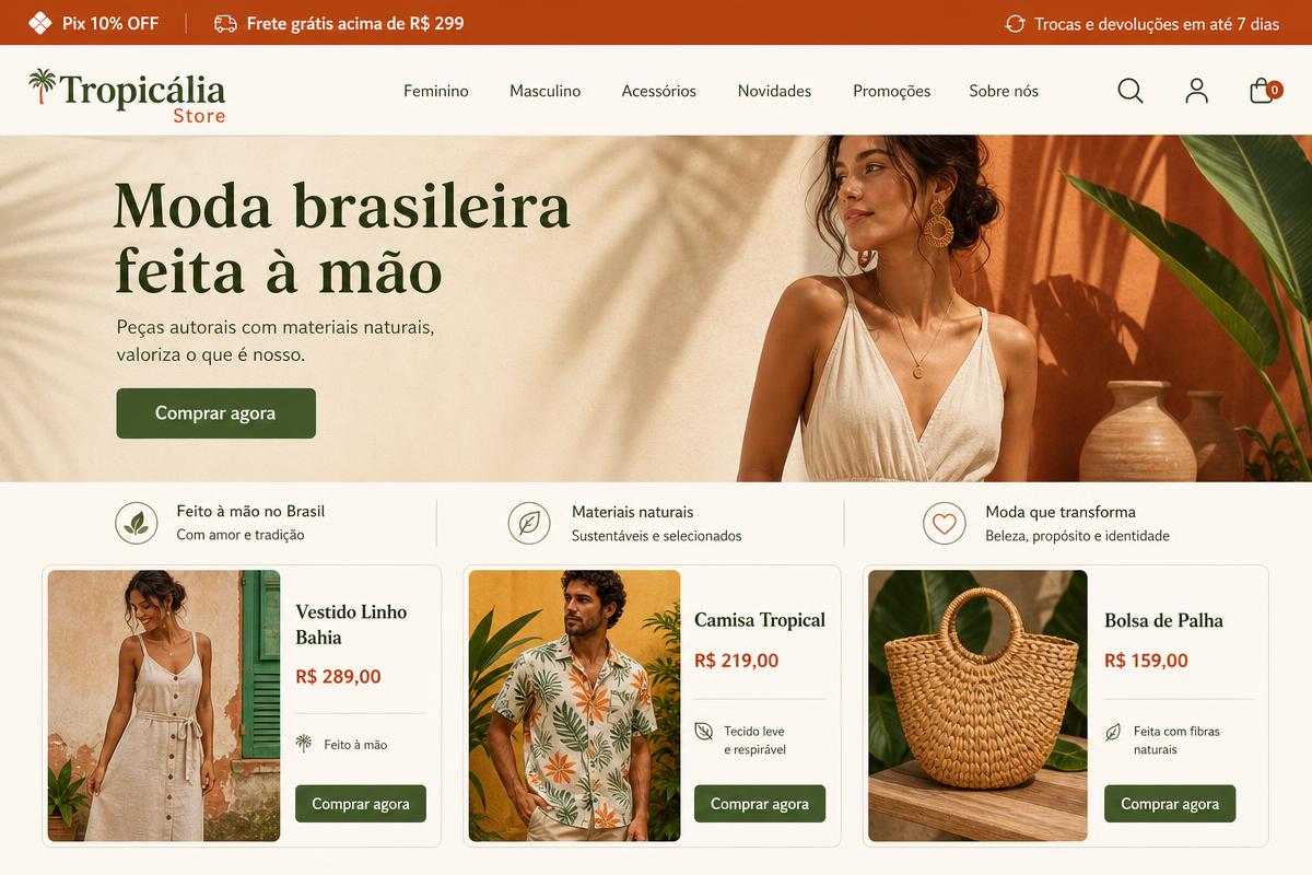 Template Tropicália Store para E-commerce